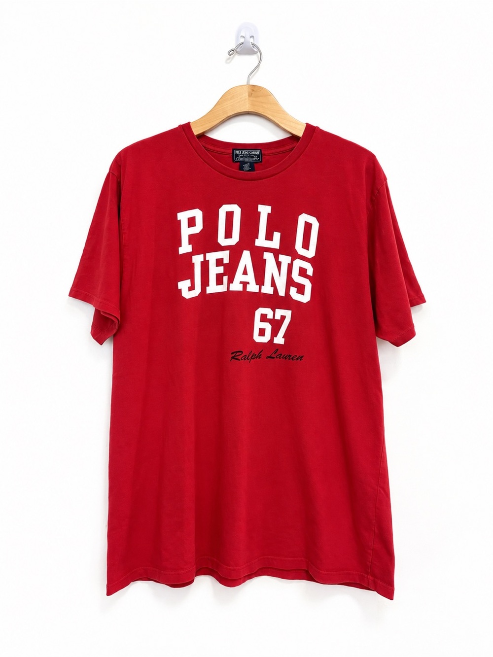 Vintage Polo Jeans Ralph Lauren 67 Red Graphic T-Shirt Men’s XL Y2K